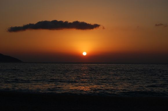 sunset over myrtos beach