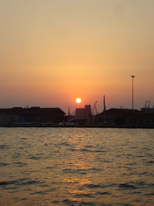 sunset over the harbor