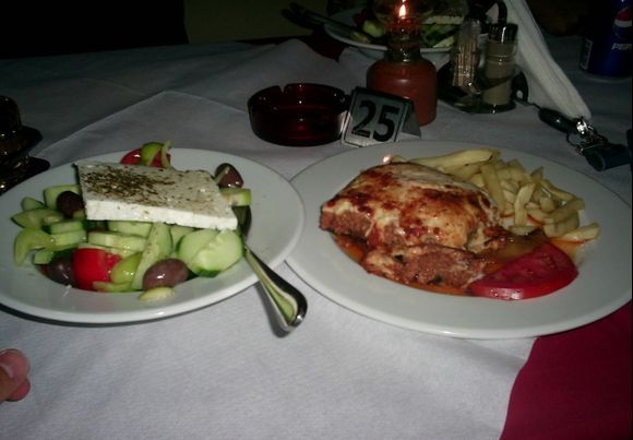 greek salad and moussaka