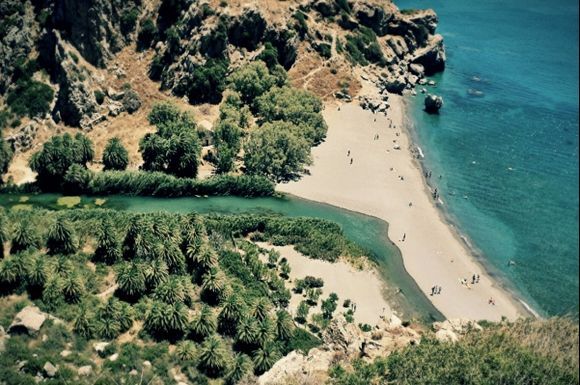 Lonly River and Beach at Crete Greece