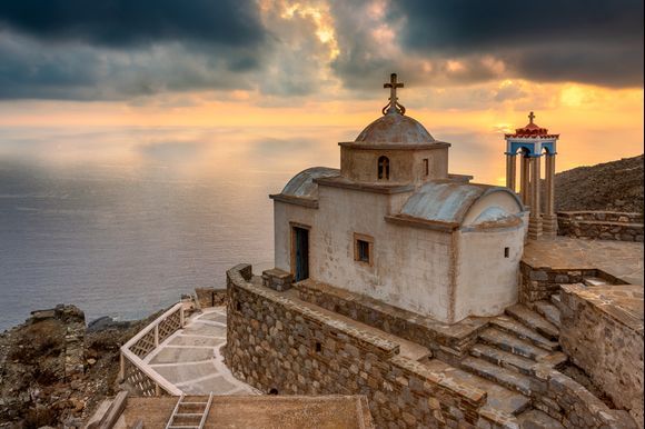 St.Filimon church guarding the sea and sunset