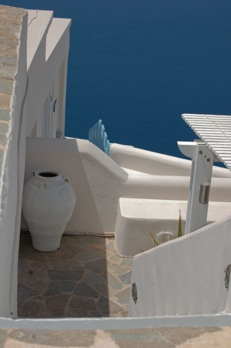 Andromeda Villas in Imerovigli is where we always stay. There are 200 stairs from the bottom to the street. They now have elevators that help some but your legs stay in great shape while you are here.