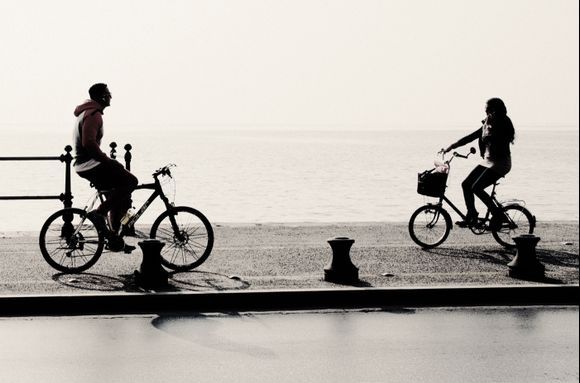 Cyclists on the seafront