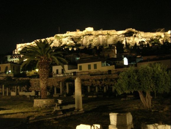 The Acropolis at night seen from PLaka