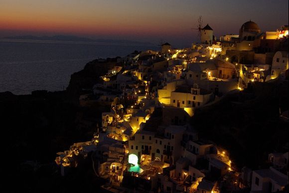 Oia after sunset. Picture taken in September, 2009