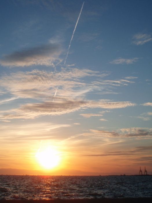 The sun or a falling star? beautiful sunset in Thessaloniki