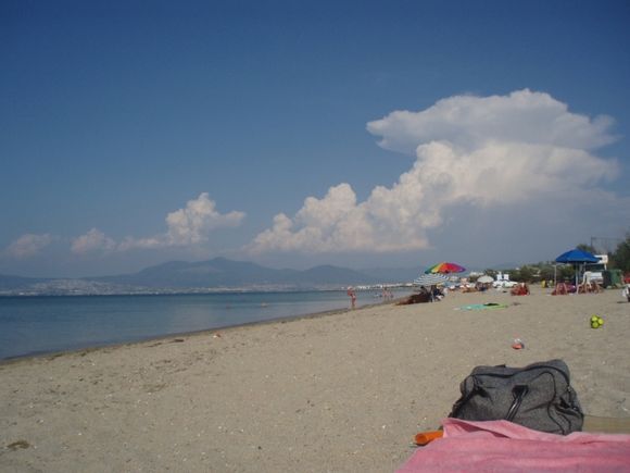 Agia Triada beach & Thessaloniki in the back