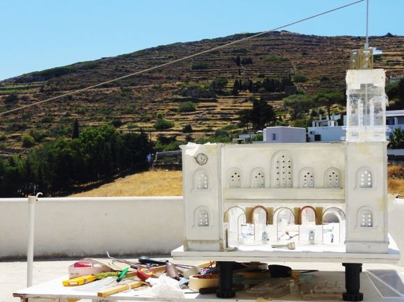 unfinished miniature model of a building in Lefkes