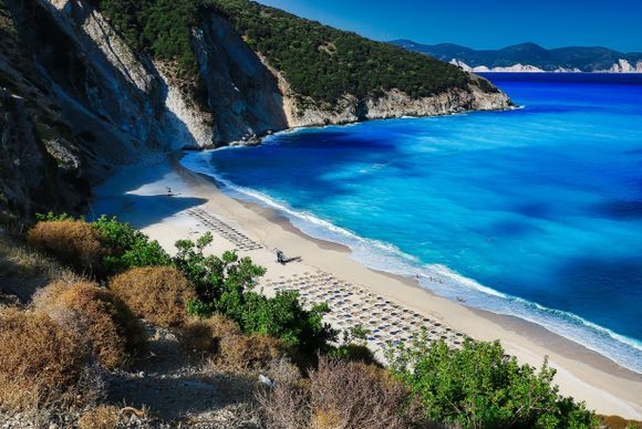 myrtos beach kefalonia. not sure it looked this good when captain corelli was here
