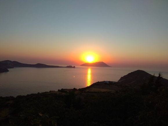 Sunset at Plaka, Milos, Greece.