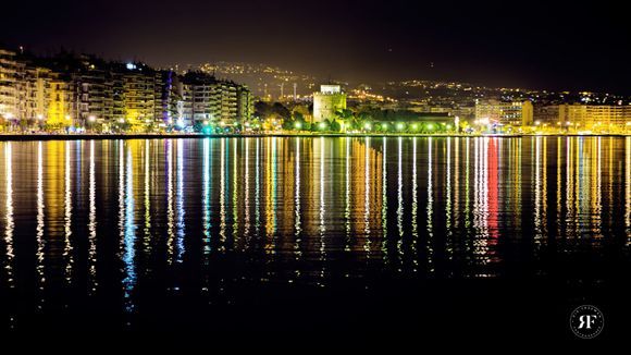 The City At Night. A beautiful seascape of Thessaloniki as seen from the new dock area.