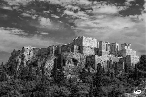 The Acropolis looking from Mars hill rendered in B&W