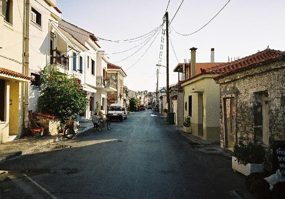 Samos Kokkari Beach street in the morning
