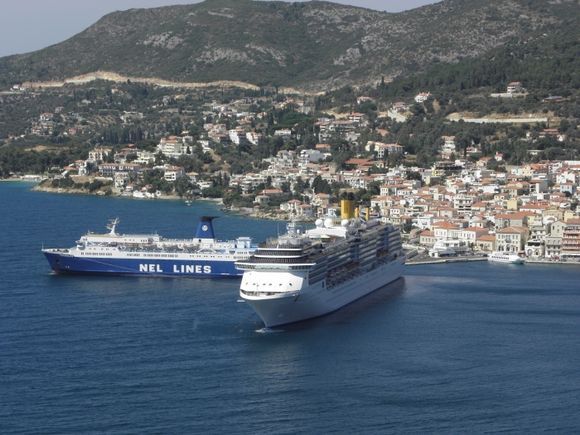 Cruise ship Costa Atlanticain the harbour of Samos city