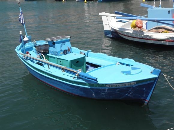 Pythagorion harbour fishing boat