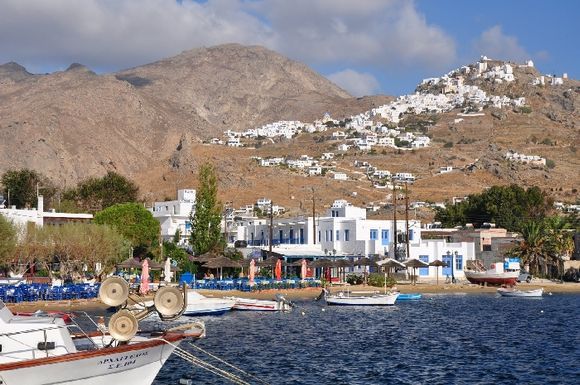 Livadi harbour and Chora in the background