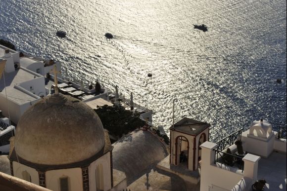 Medieval-looking church on Santorini (Fira)