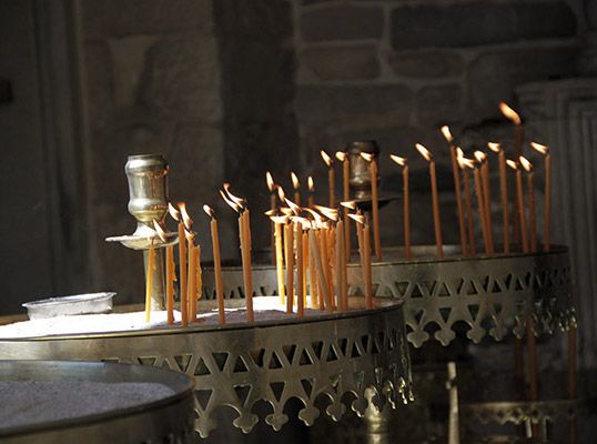 Candles in monastery
