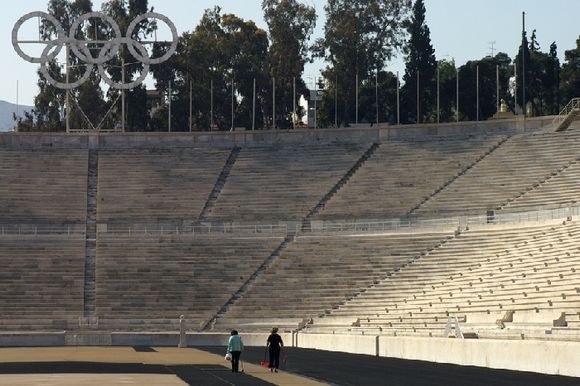Cleaning the Olympic stadium in Athens