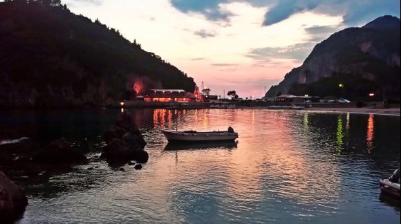 Corfu island, Paleokastritsa beach from the gran Aladino Restaurant Bar