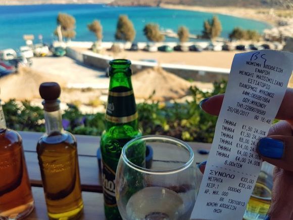 Mykonos august 2017, Panormos beach from Kalosta restaurant which has very good prices, beside an amazing view.
