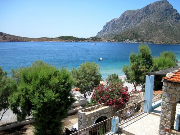 Kalymnos island, a view from the Neraida I apartment in Myrties village, in the background the island of Telendos