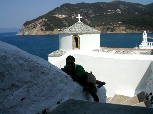 Skopelos, view of the dome of the Panagitsa tou Pyrgou church