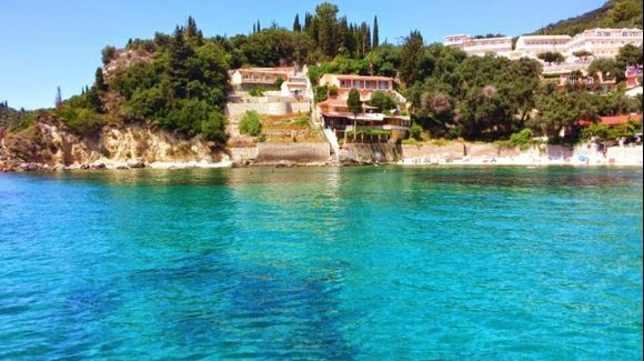 Corfu island, view of Paleokastritsa from the boat