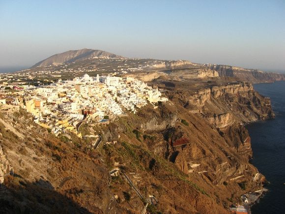 Santorini, view of Fira from kastro