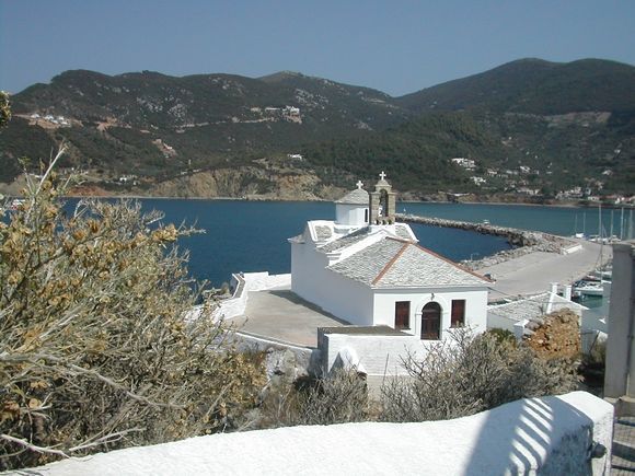 Skopelos, the magnificent view if Panagitsa tou Pyrgou church