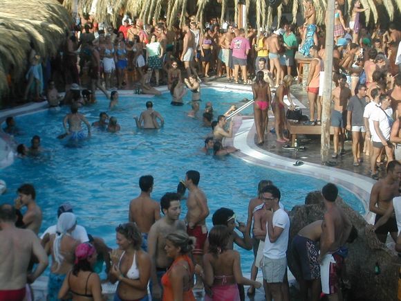 Mykonos, the LOVE swimming pool of Disco Paradise beach