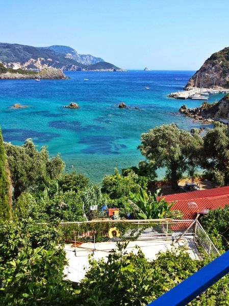 Corfu island, view from Belvedere greek restaurant in Paleokastritsa