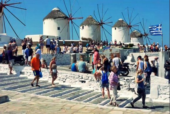Mykonos august 2017, the windmills are the quintessential features of Mykonos landscape. There are plenty of them that have become a part and parcel of Mykonos. Visitors to Mykonos can see the windmills irrespective of the locale. From a distance one can easily figure out the windmills, courtesy of their silhouette. They are primarily concentrated in the neighborhood of Chora and some are also located in and around Alevkantra. These innovative wheels were primarily used for crushing agricultural yields. In all there were 16 such windmills in operation.
