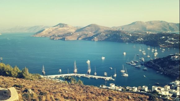 Leros, island, panorama from the Medieval Castle in Pandeli