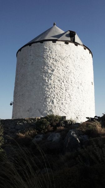 Leros island, these old windmills are characteristic features of local architecture