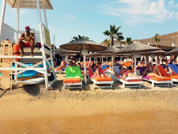 Mykonos august 2017, Tropicana beach club, music and fun after 16:30 each day!