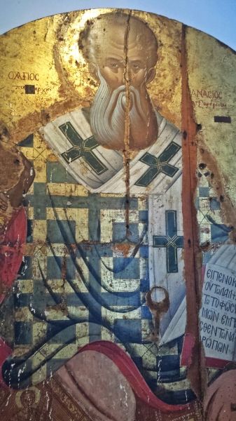 Corfu island, an old byzantine icon in the Paleokastritsa Monastery