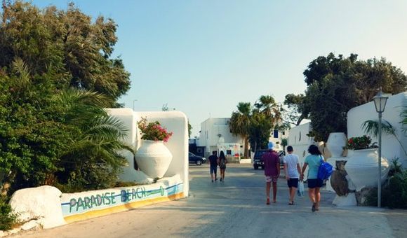 Mykonos august 2017, the entrance of Paradise beach
