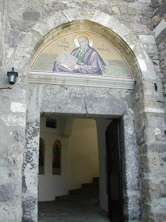 Patmos, the door of the Agios Ioannis Monastery
