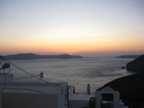 the sunset from the Hotel Reflexion Volcano (Fira)