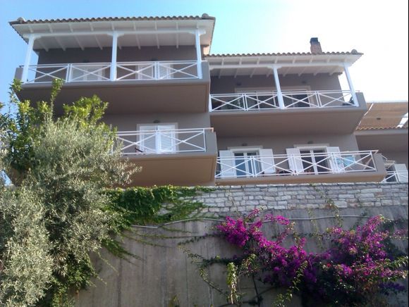 Lefkada, view of the Myrto Apartments in Agios Nikitas, a wonderful, quiet and special place where to spend the holidays in the island.