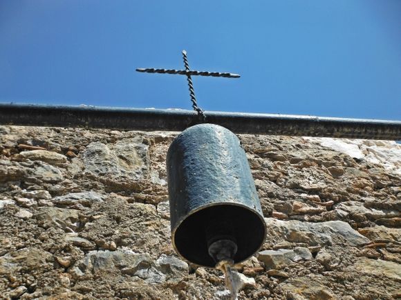 Leros island, the bell of the little church close to the war Museum in Lakki