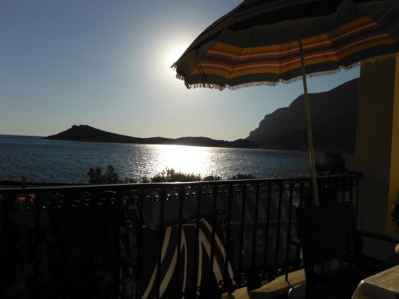 Kalymnos island, a view from the Neraida I apartment in Myrties village, in the background the island of Telendos