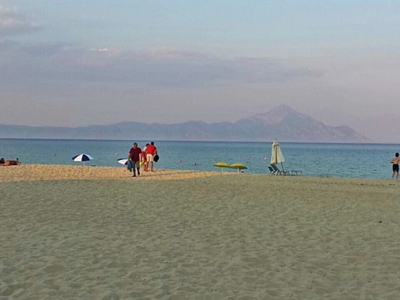 Halkidiki, Sarti beach, in the background the Athos mount