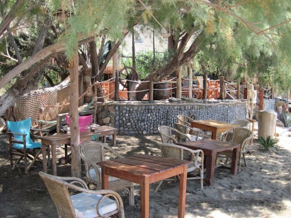 Kalymnos island, the tavern in the right side of Kalamies beach