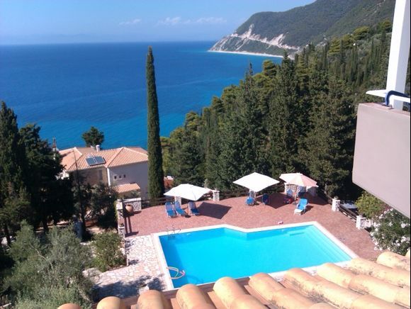 Lefkada, view from the Myrto Apartments in Agios Nikitas, a wonderful, quiet and special place where to spend the holidays in the island.