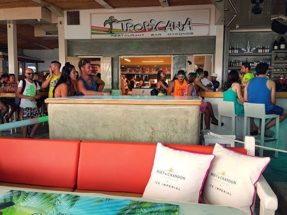 Mykonos august 2017, Tropicana beach club in Paradise