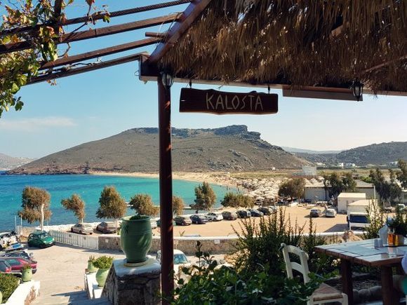 Mykonos august 2017, Panormos beach from Kalosta restaurant