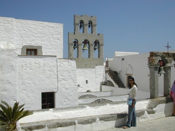 Patmos, a view inside the Agios Ioannis Monastery belfry