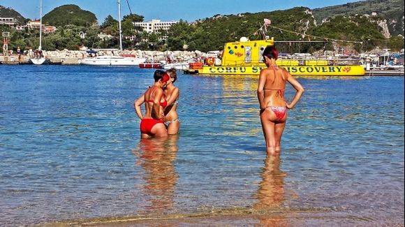Corfu island, the beach of the small port in Paleokastritsa